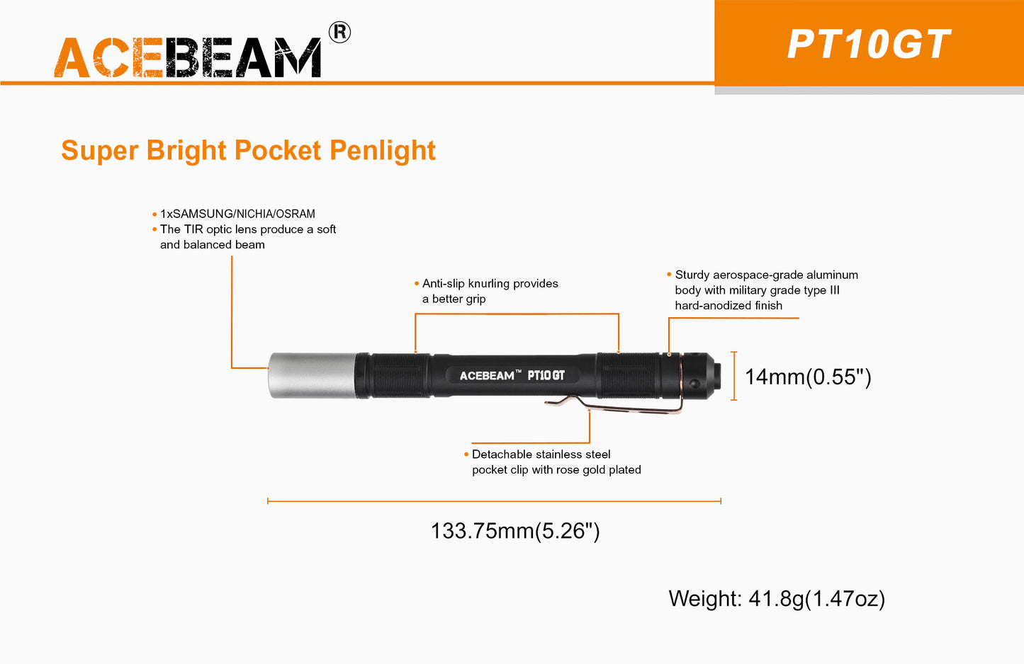 Acebeam PT10-GT LED Penlight