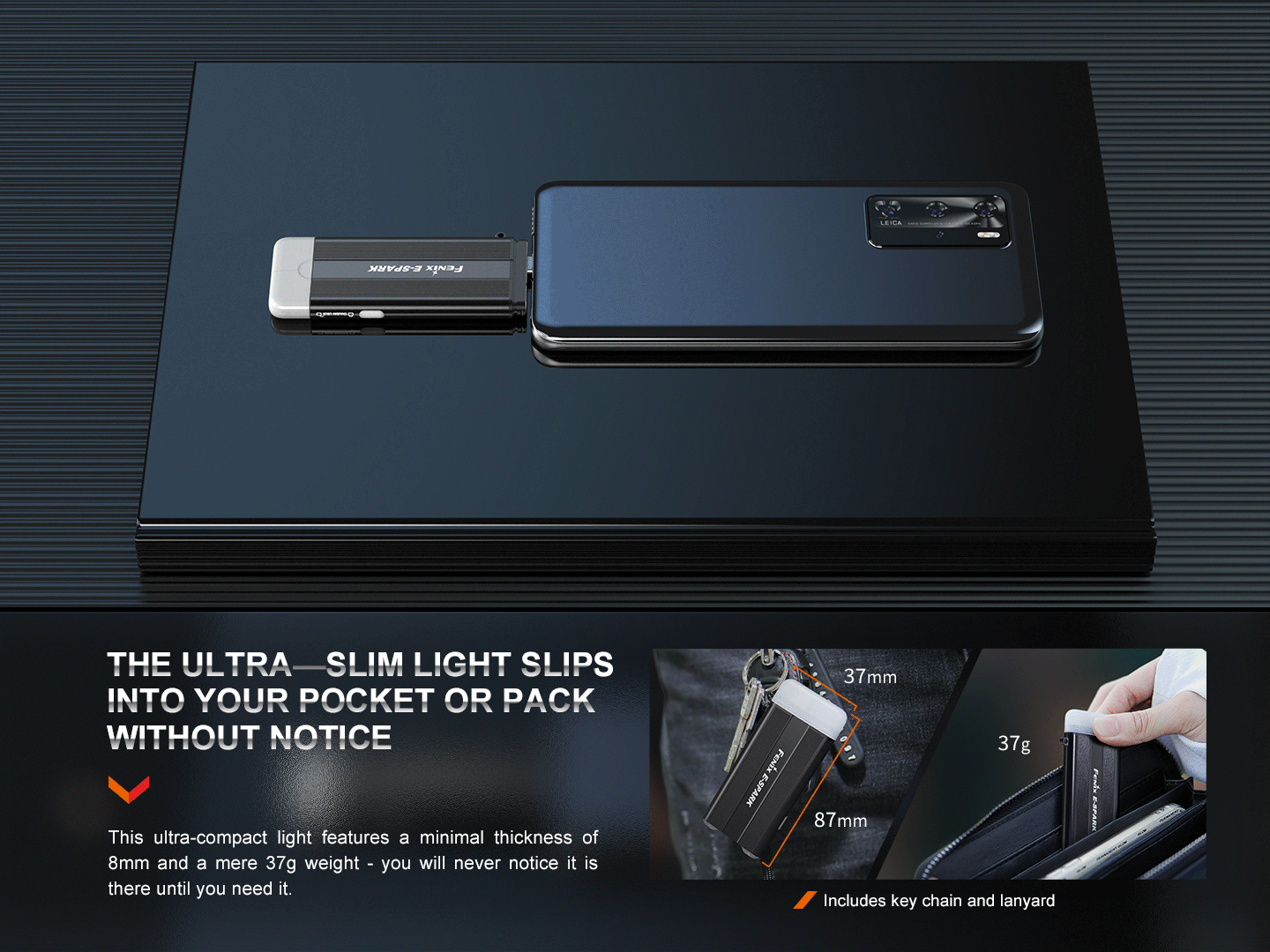 Fenix E-Spark Rechargeable Keychain Flashlight With Power Bank Feature