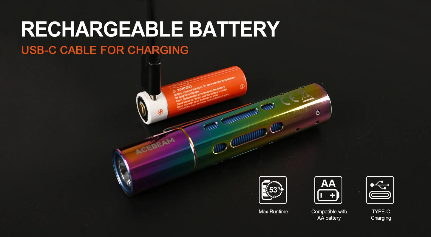 Acebeam Rider RX Fidget Flashlight In Stainless Steel