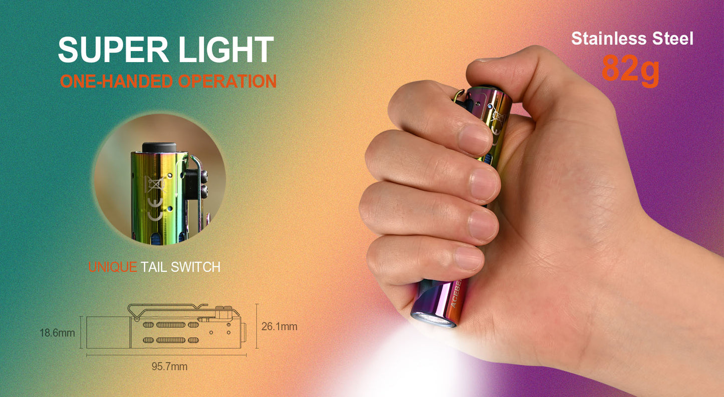 Acebeam Rider RX Fidget Flashlight In Stainless Steel