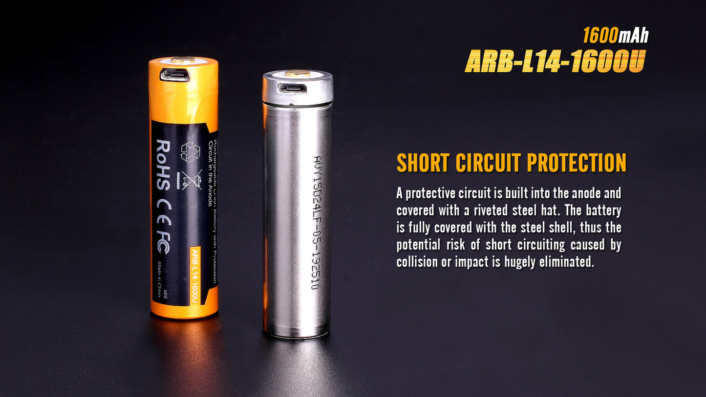 Fenix ARB-L14-1600U -1.5V 14500 / AA Battery with Micro-USB Port