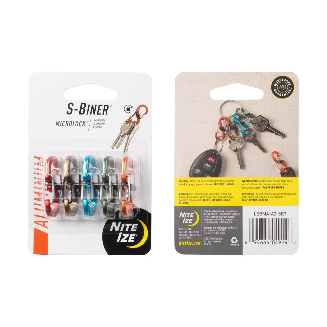 (Set of 5) Nite Ize S-Biner Microlock Aluminum