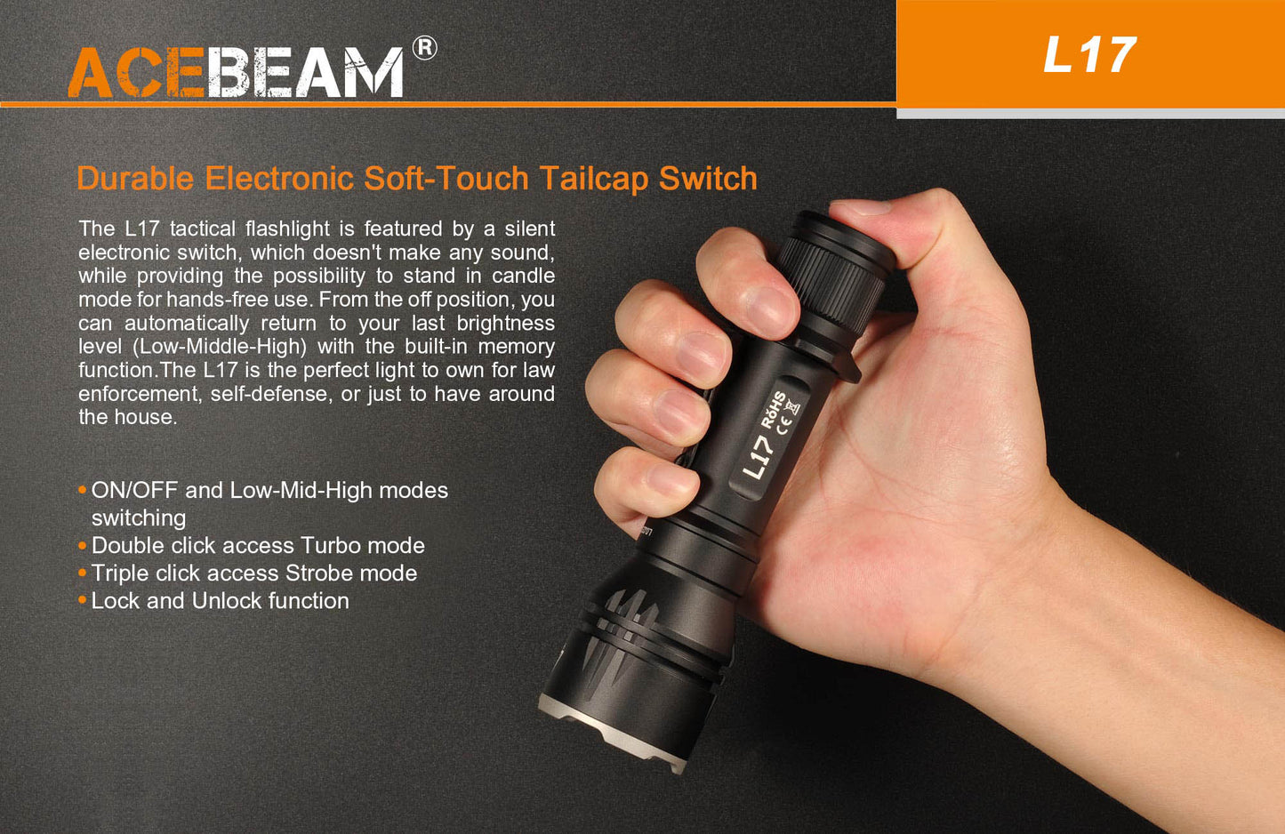 Acebeam L17 Compact Long Throw LED Flashlight