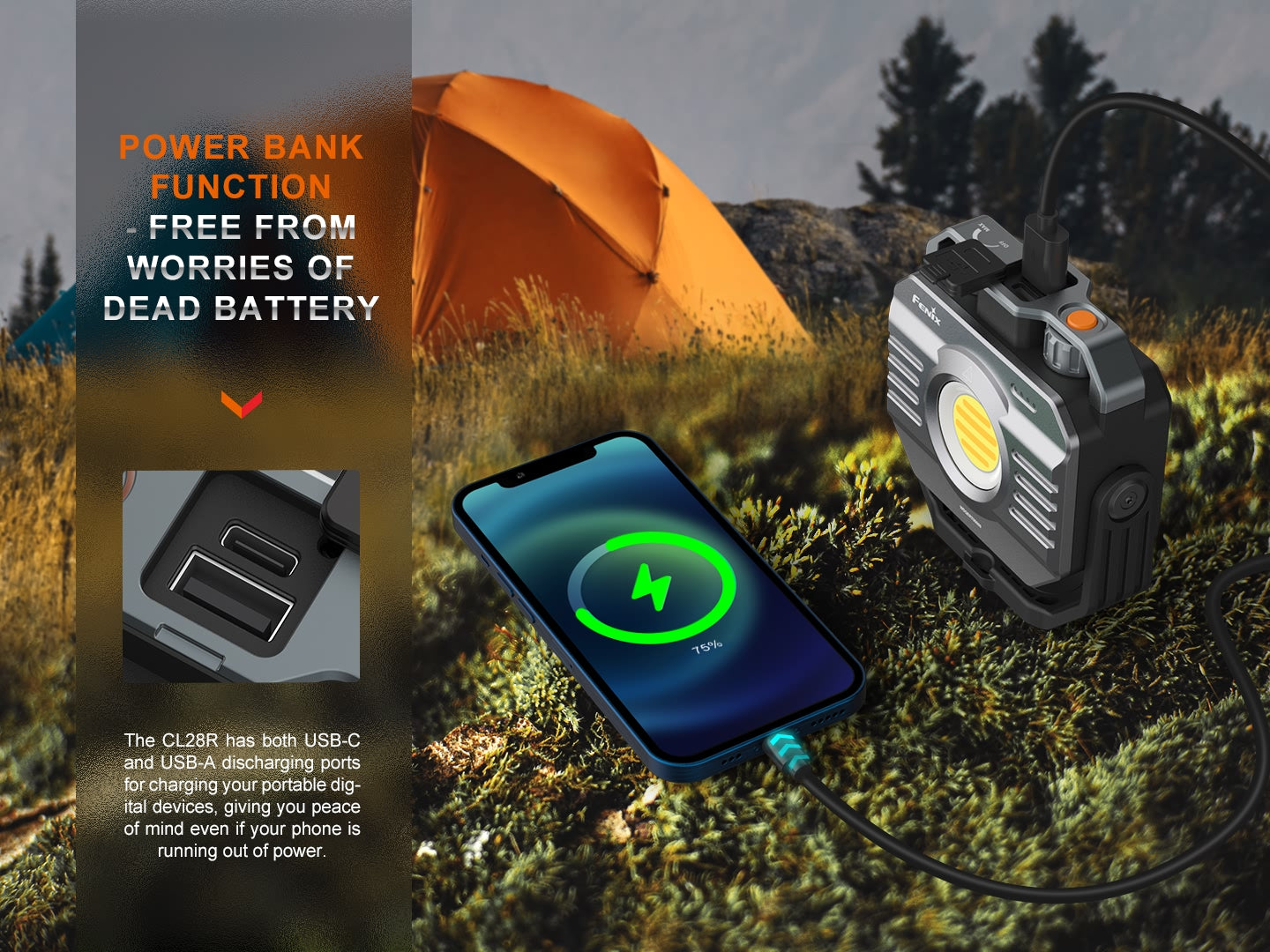Fenix CL28R Multifunctional Outdoor Lantern + Power Bank USB-A Port