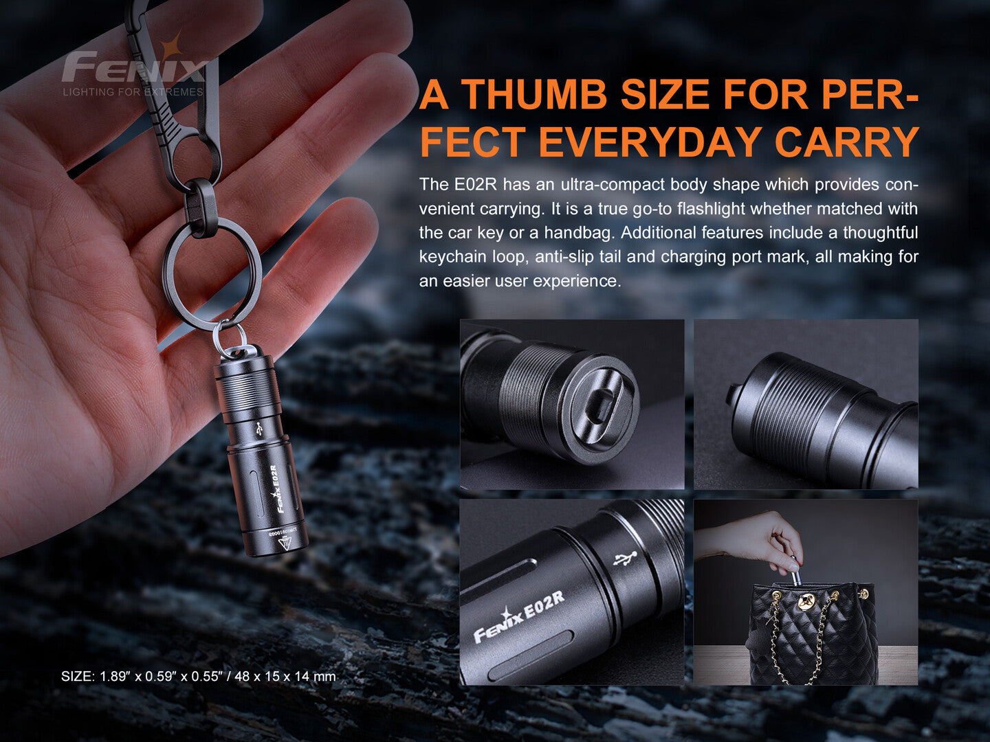 Fenix E02R Rechargeable Keychain Flashlight