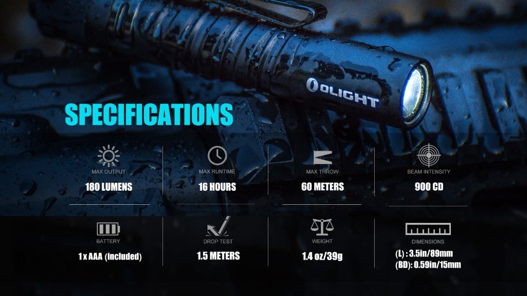 (Limited Edition) Olight i3T Pinwheel Blue Everyday Carry Flashlight