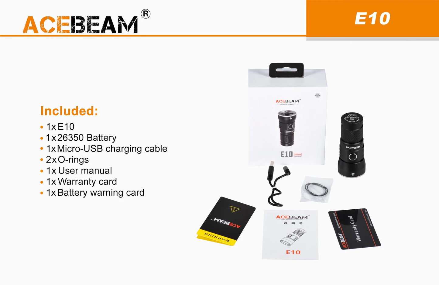 Acebeam E10 Compact Long Throw Flashlight