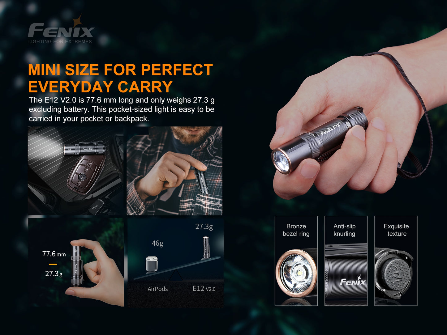 Fenix E12 V2 Compact Everyday Carry Flashlight