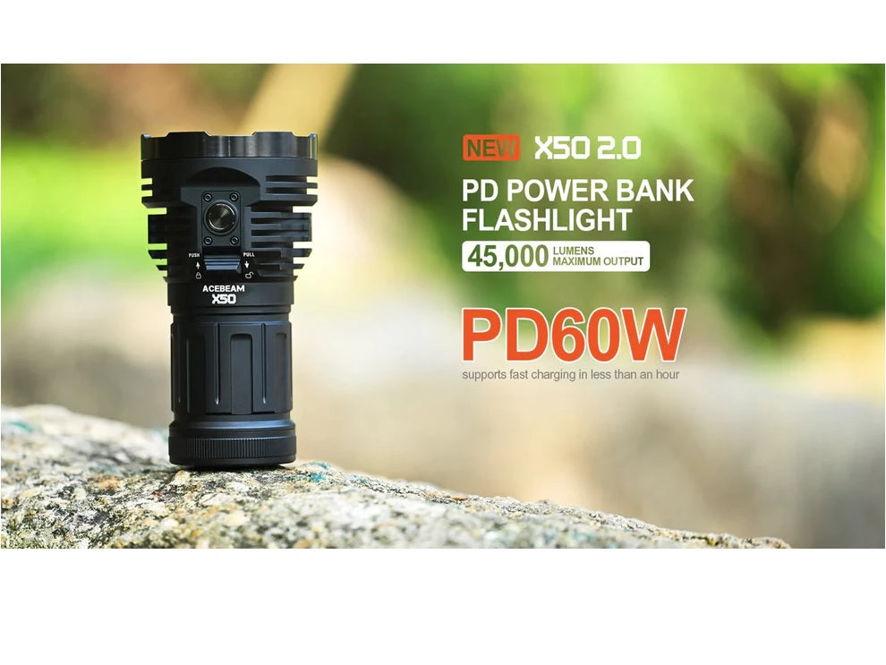 Acebeam X50 V2 Compact Handheld Searchlight / Flashlight 45,000 Lumens