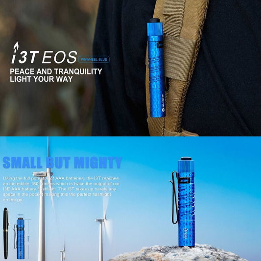 (Limited Edition) Olight i3T Pinwheel Blue Everyday Carry Flashlight