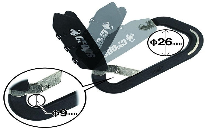 Crops Japan ELK Carabiner Hook With Number Lock & Coil Cable