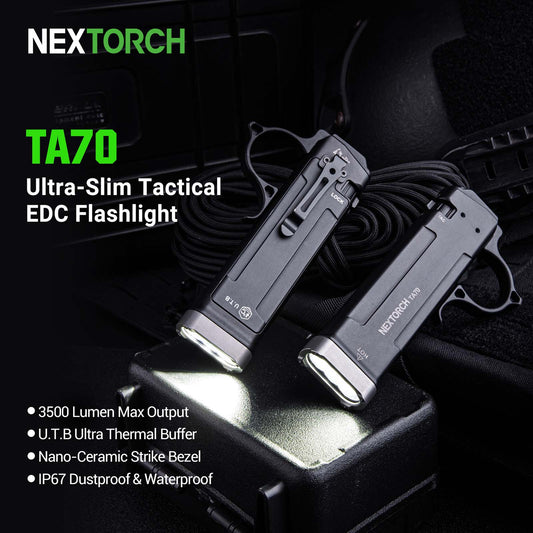 Nextorch TA70 Ultra-Slim EDC Tactical Flashlight [3500 Lumens I 220 Meters]