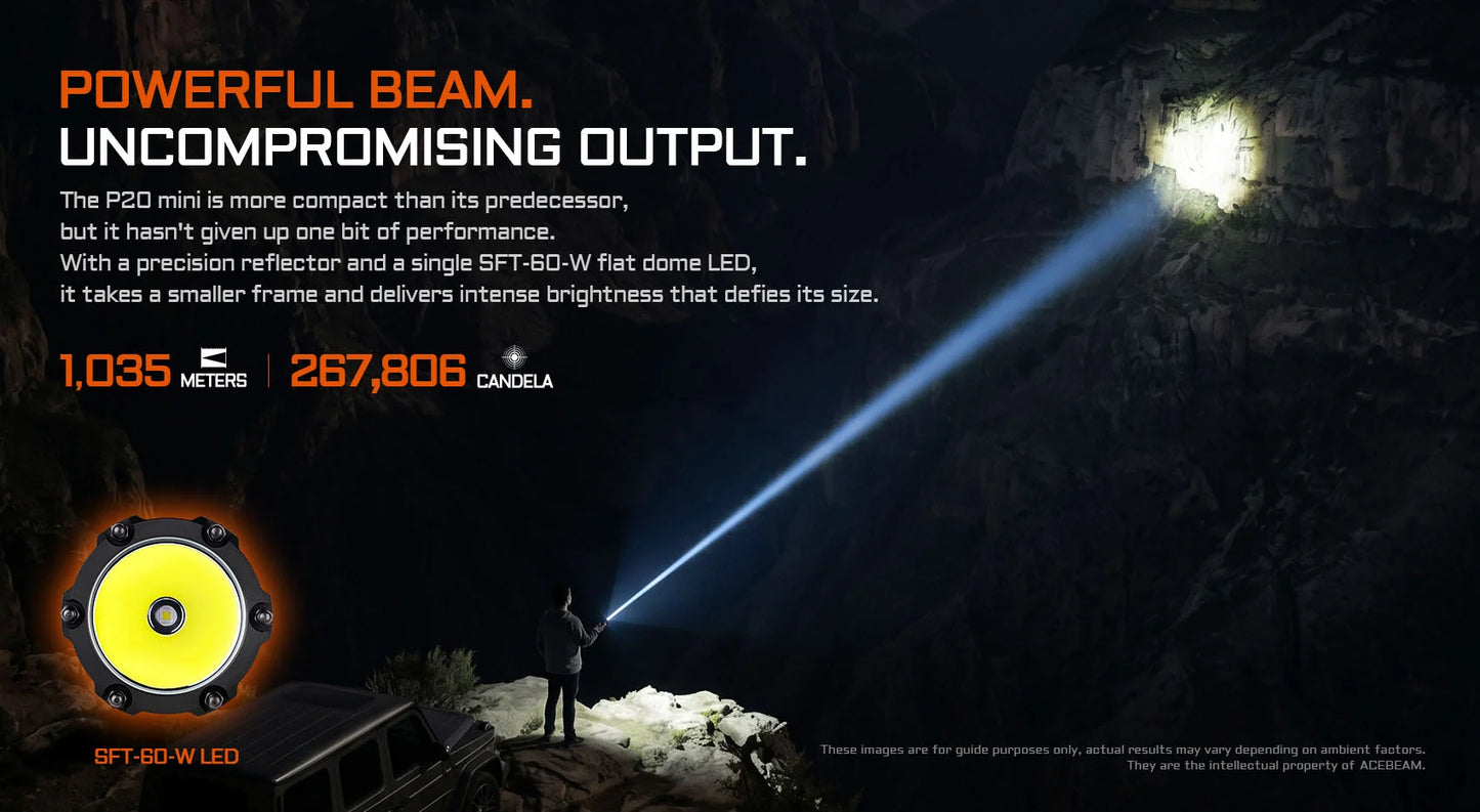 Acebeam P20 Mini Long Throw Flashlight [4,000 Lumens I 1,035 Meters]