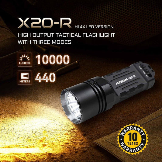 Acebeam X20-R Compact High Power Tactical Flashlight [10,000 Lumens]