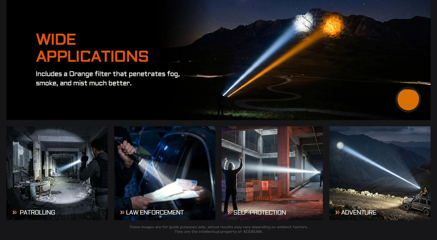 Acebeam P20 Mini Long Throw Flashlight [4,000 Lumens I 1,035 Meters]