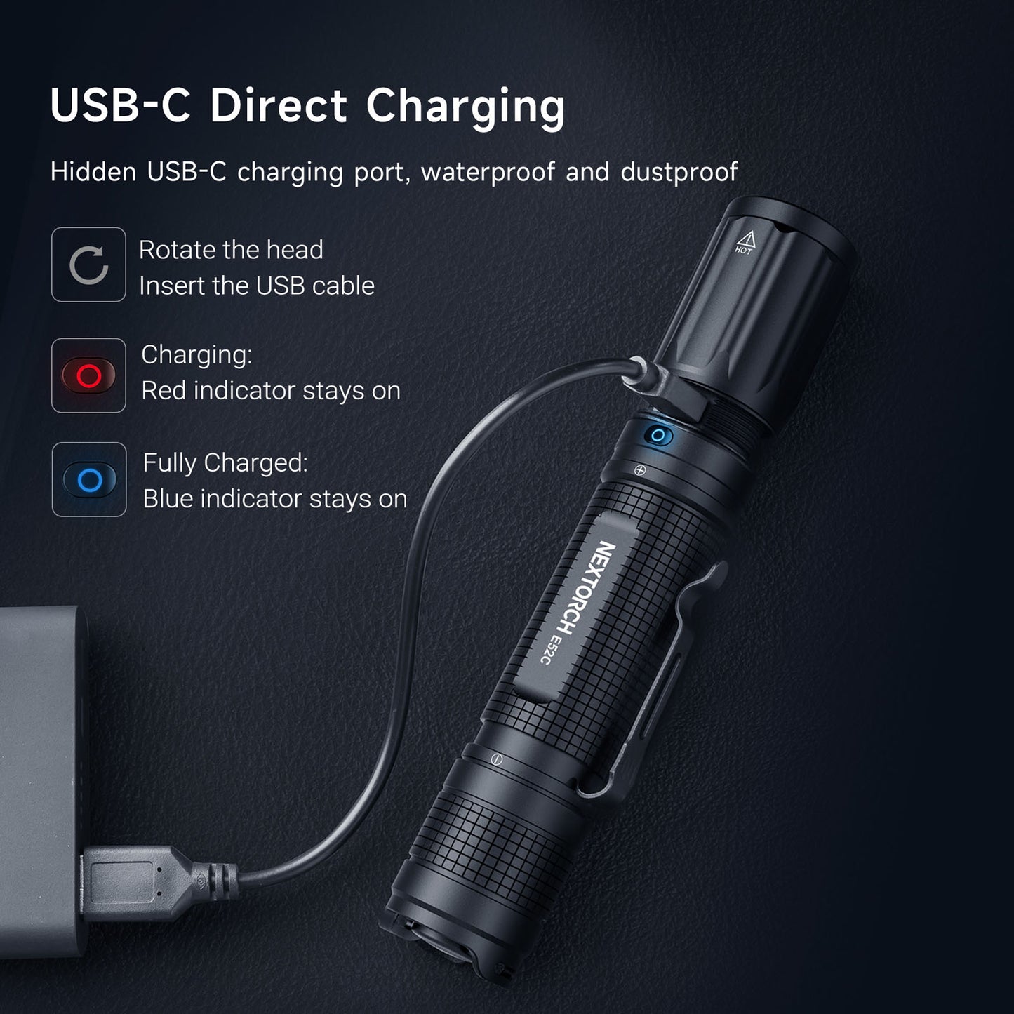 Nextorch E52D High Performance Rechargeable Flashlight [3,700 Lumens I 280 Meters Throw]