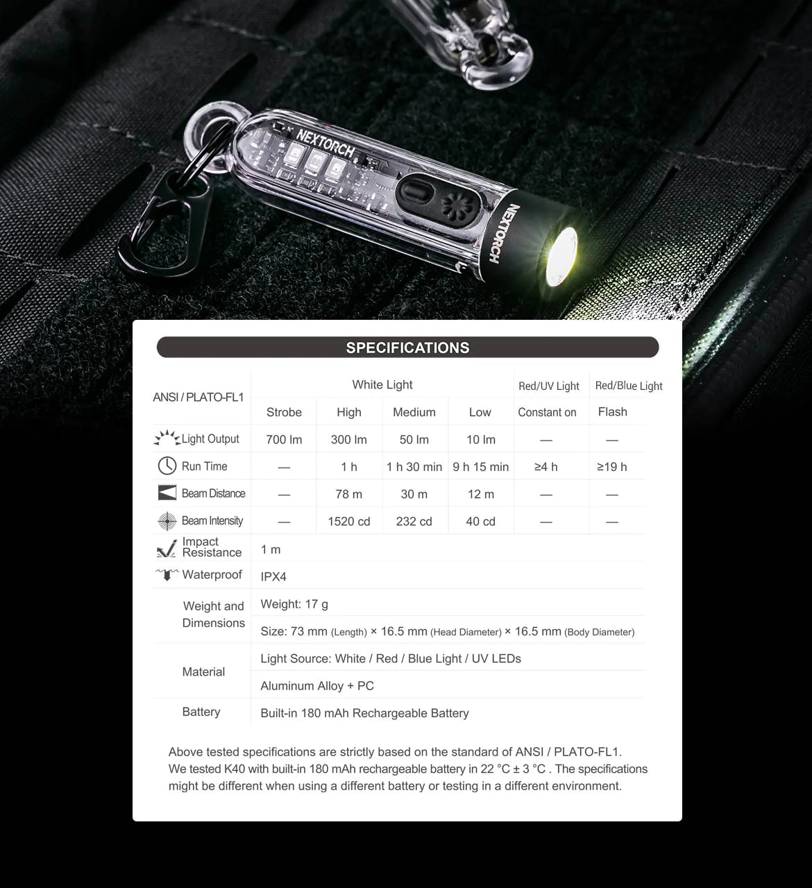 (4-In-1) Nextorch K40 Multi Light Sources Keychain Light