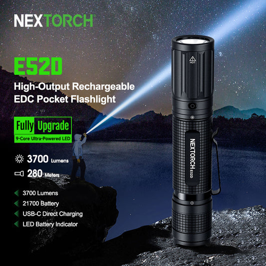 Nextorch E52D High Performance Rechargeable Flashlight [3,700 Lumens I 280 Meters Throw]