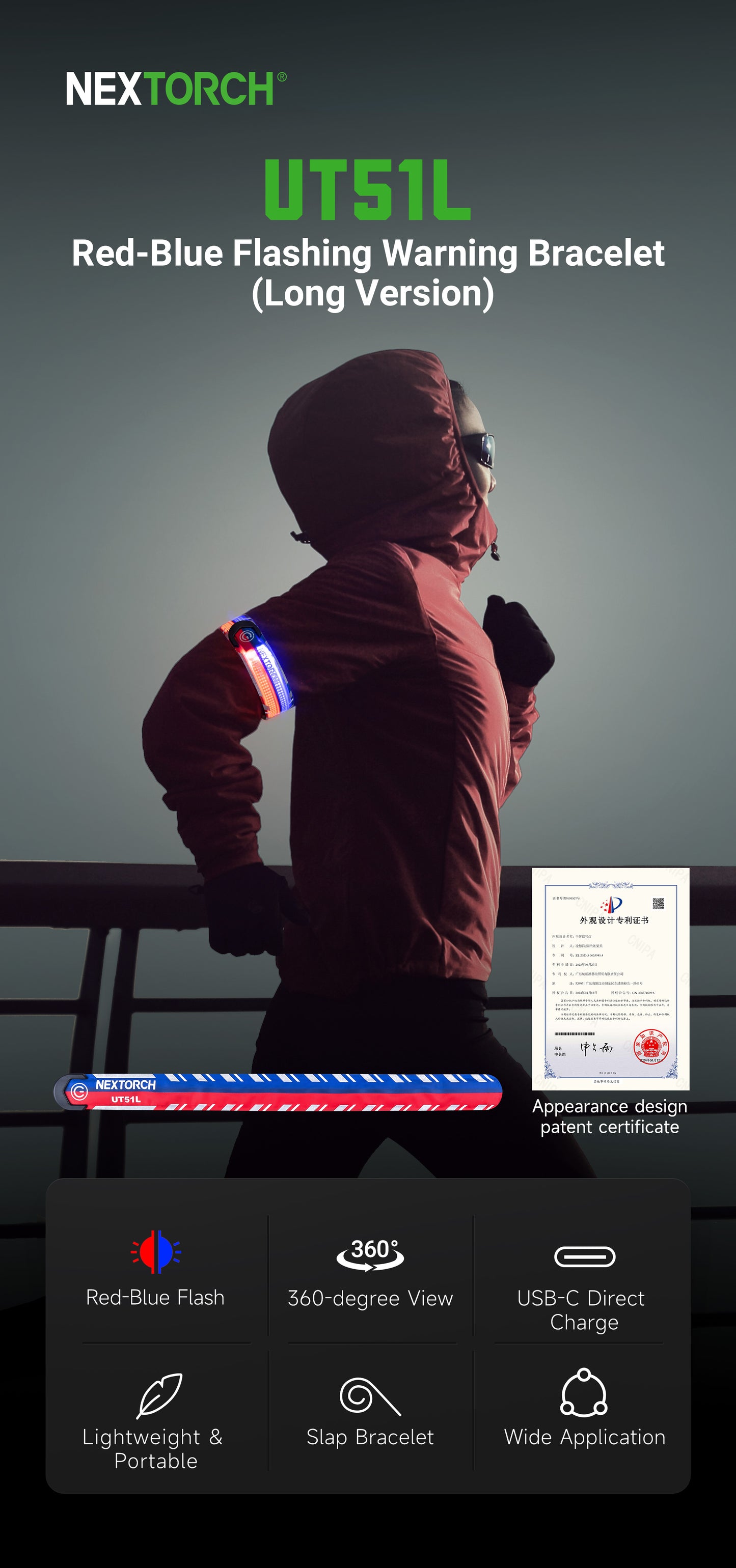 Nextorch UT51 / UT51L Red-Blue Warning Bracelet