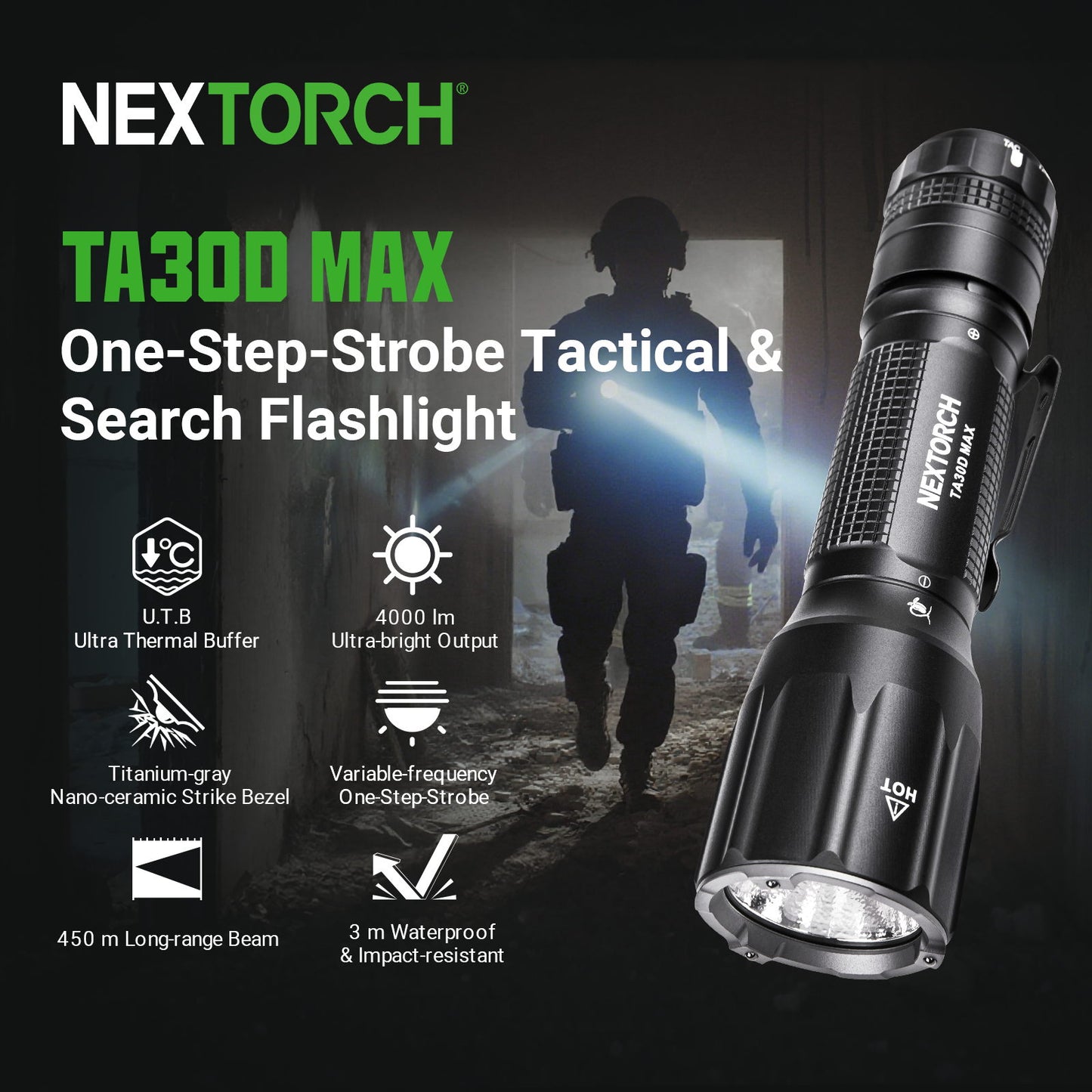 Nextorch TA30D Max [4,000 Lumens] Tactical Flashlight