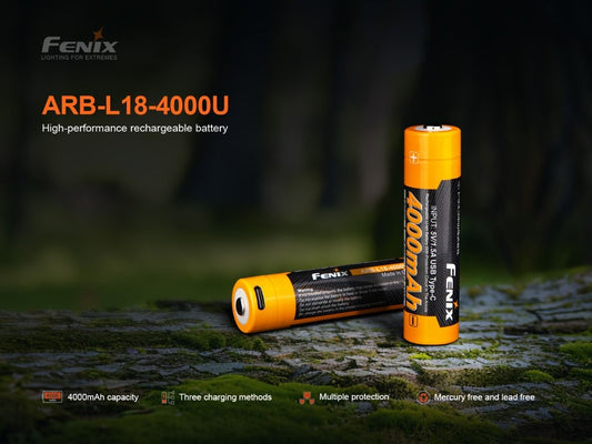 Fenix ARB-L18-4000U 18650 Rechargeable Battery With USB-C Charging Port