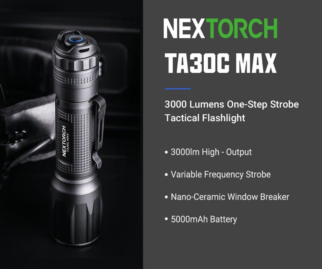 Nextorch TA30C Max Tactical Flashlight_3000 Lumens & 390 Meters – Macro ...