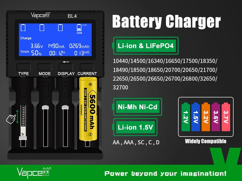 Vapcell BL4 Intelligent Battery Charger