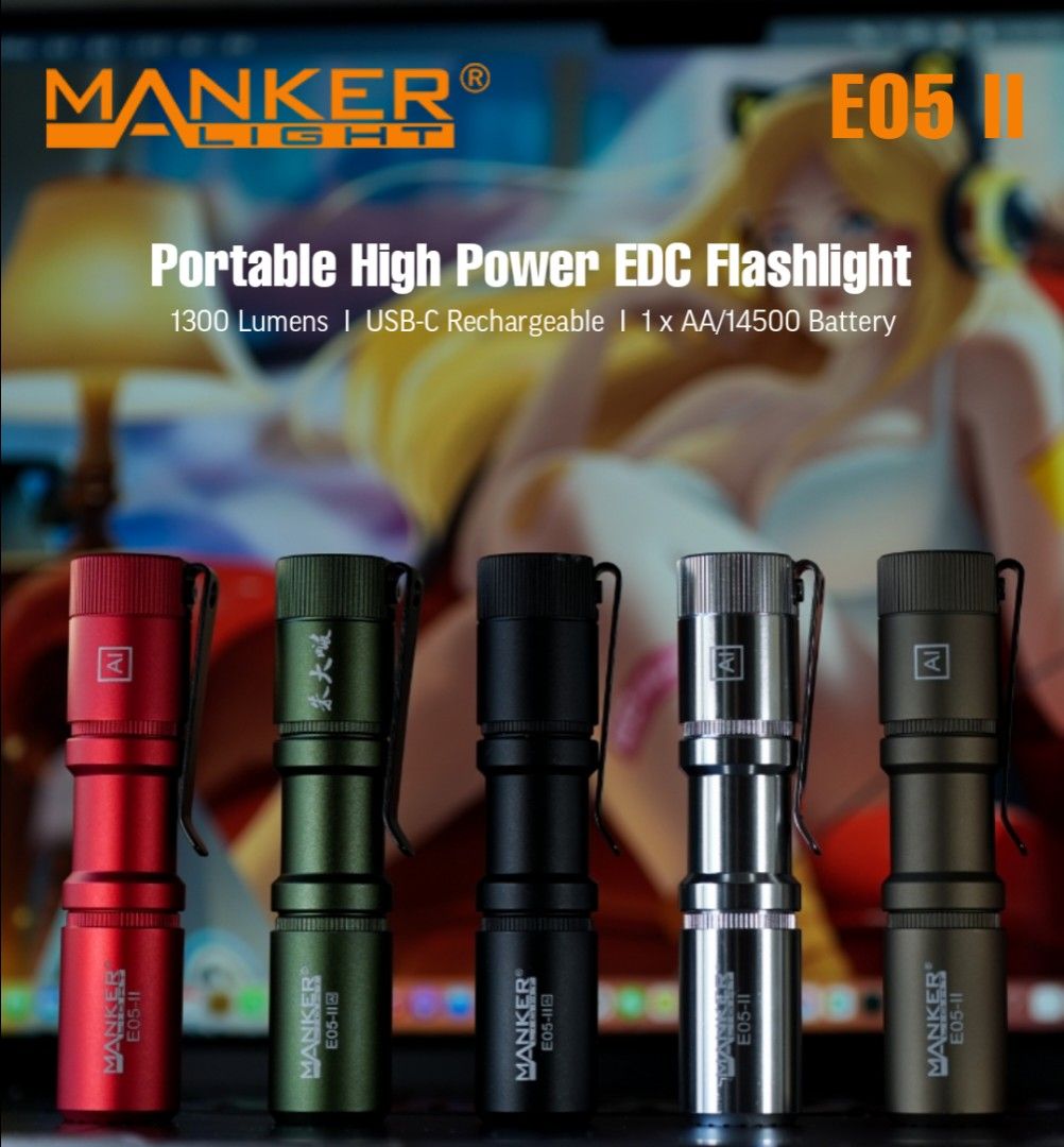 Manker E05 II Compact Rechargeable EDC Flashlight_1,300 Lumens