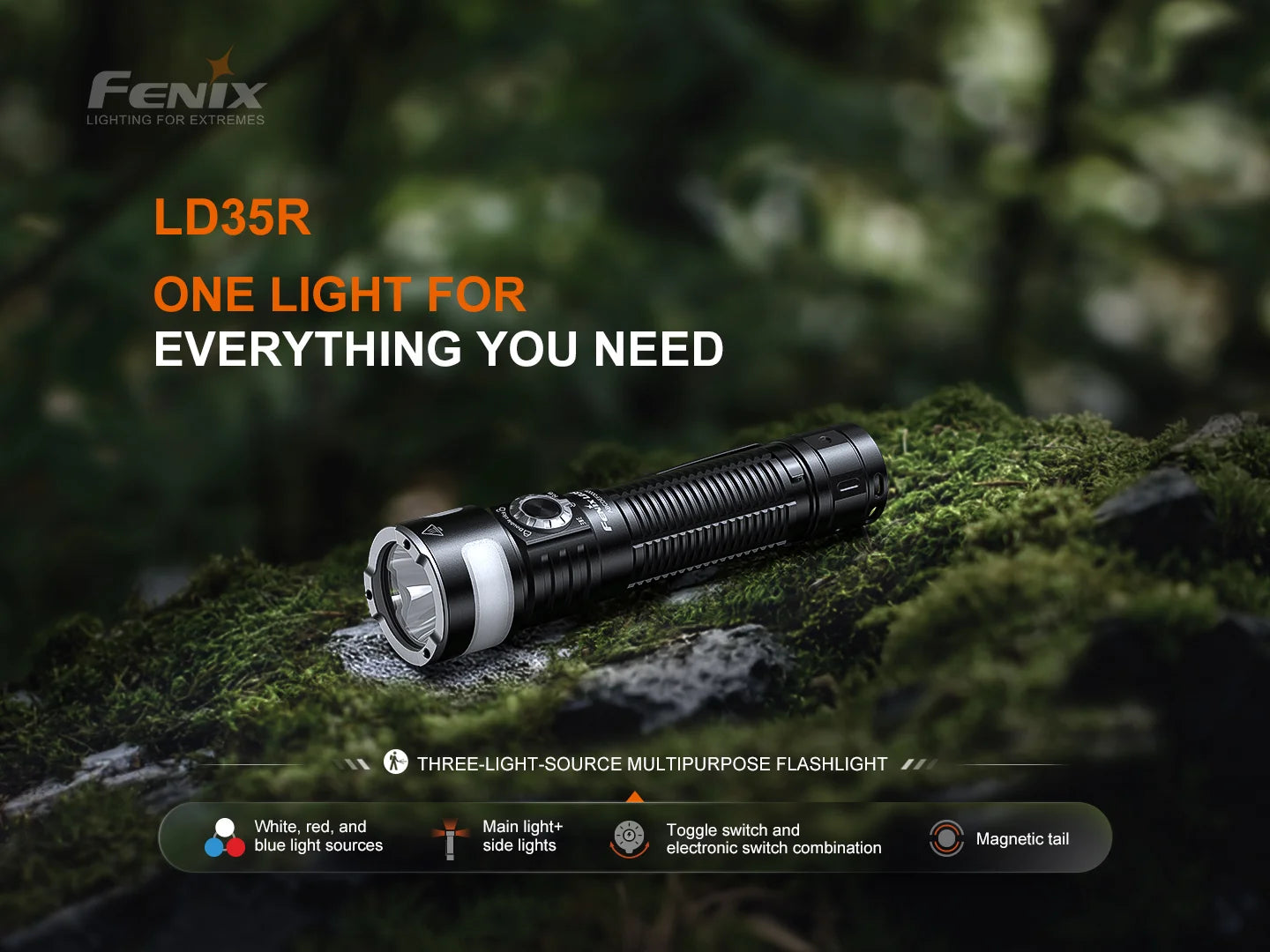 Fenix LD35R Flashlight With Tri-Color Secondary Side Lights