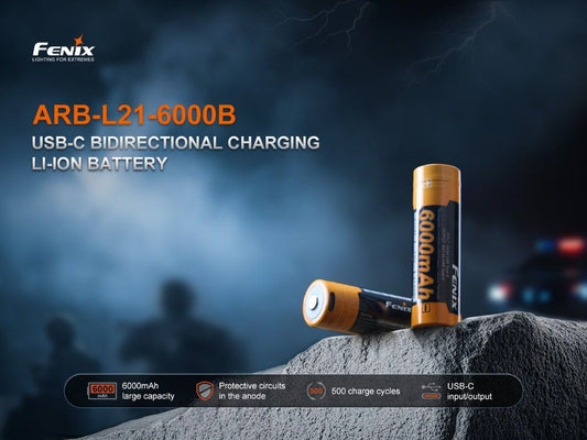 Fenix USB-C Bidirectional 21700 Rechargeable Battery