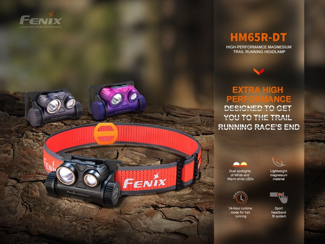 Fenix HM65R-DT High Performance Magnesium Trail Running Headlamp