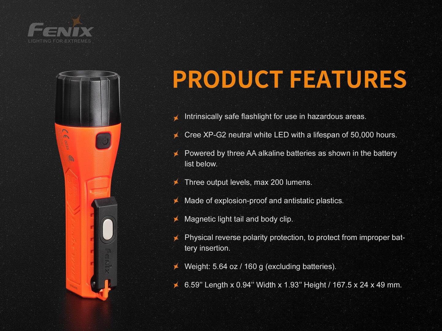 Fenix WF11E Magnetic Intrinsically Safe Flashlight