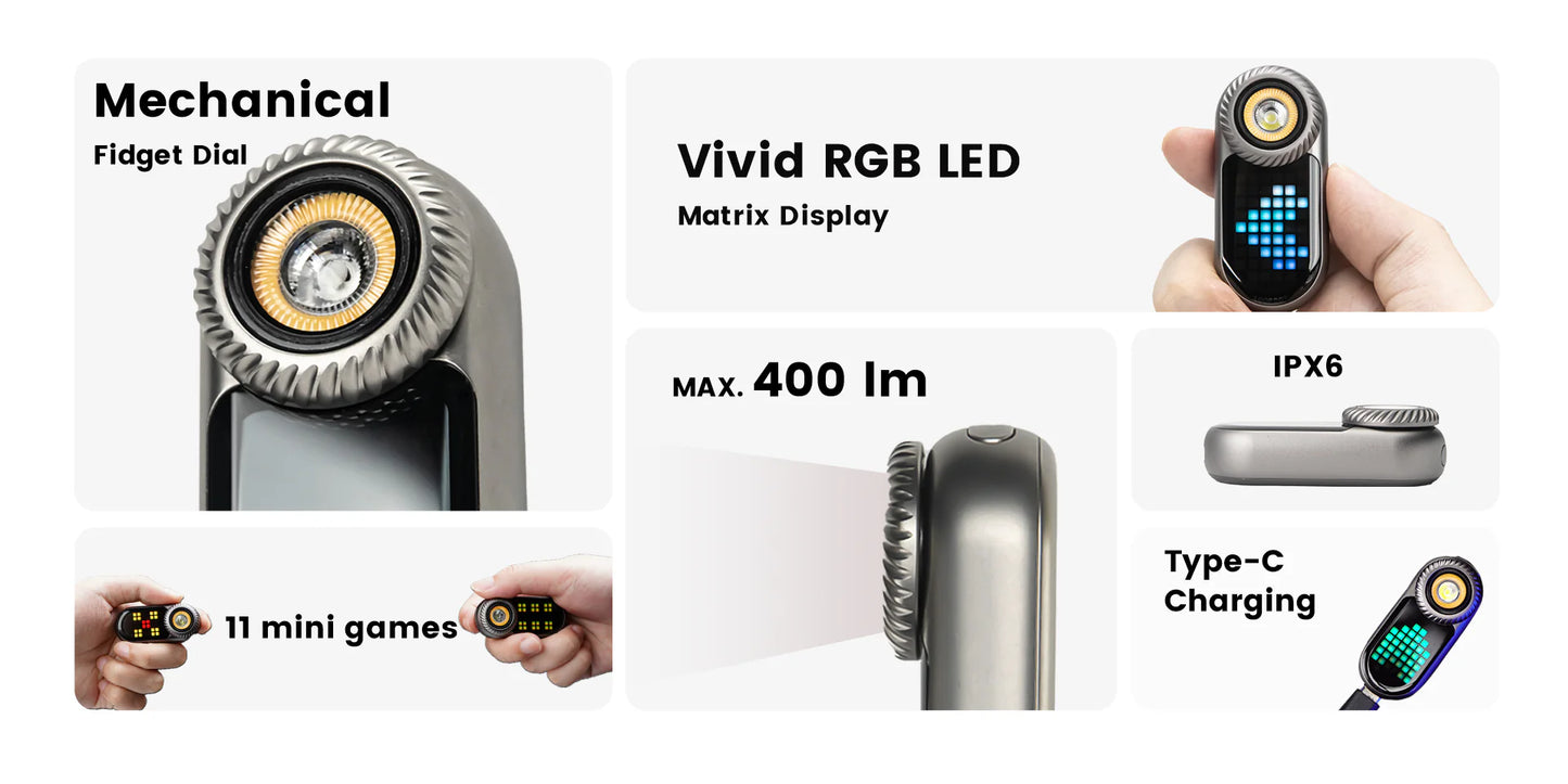 Loop Gear Loopdot Pixel Display EDC Fidget Flashlight