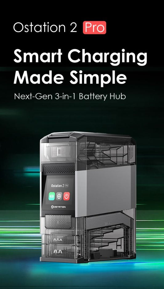 Ostation 2 Pro Series 3-in-1 Smart Battery Hub for AA & AAA Rechargeable Ni-MH & Li-ion Batteries