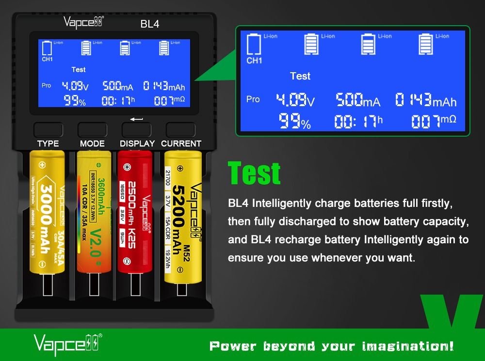 Vapcell BL4 Intelligent Battery Charger