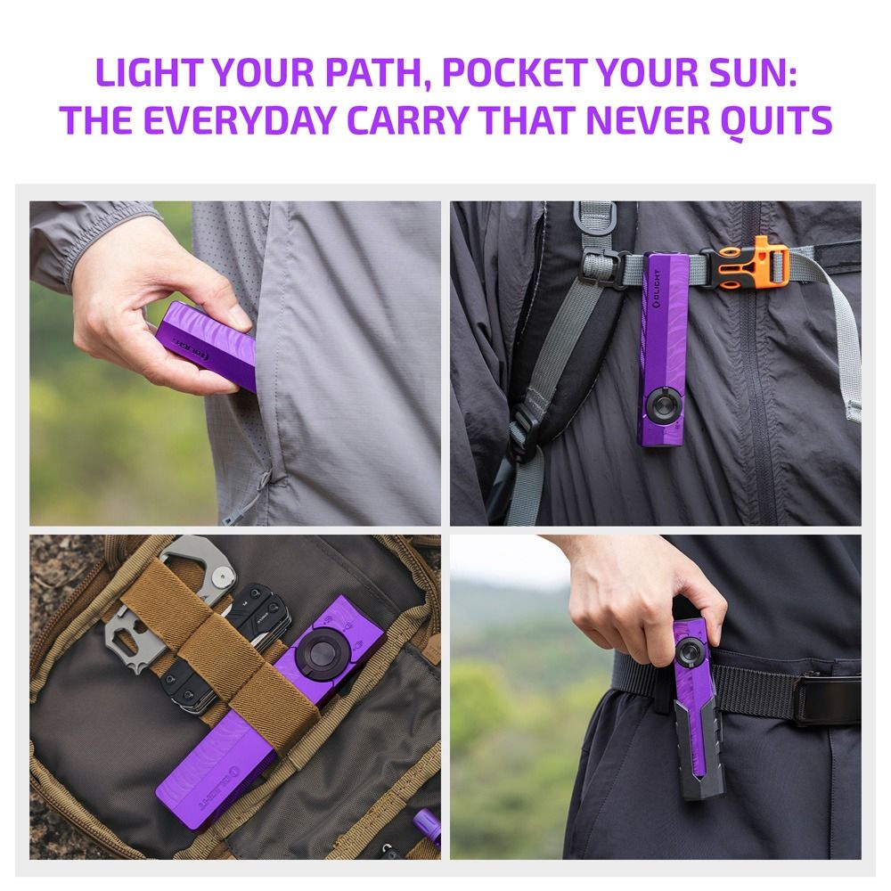 Olight ArkPro Nebula Violet 3-In-1 Dual Beam Distance EDC Flashlight [White Light, Green Pointer & UV]