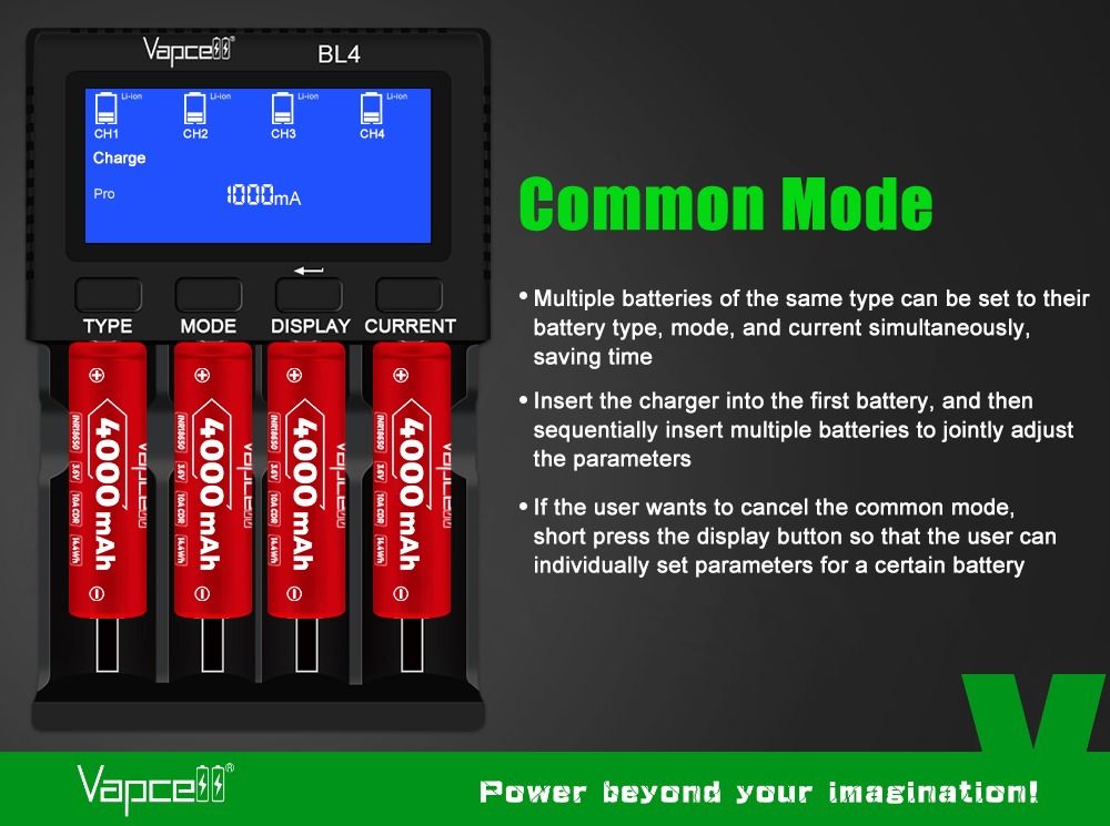 Vapcell BL4 Intelligent Battery Charger