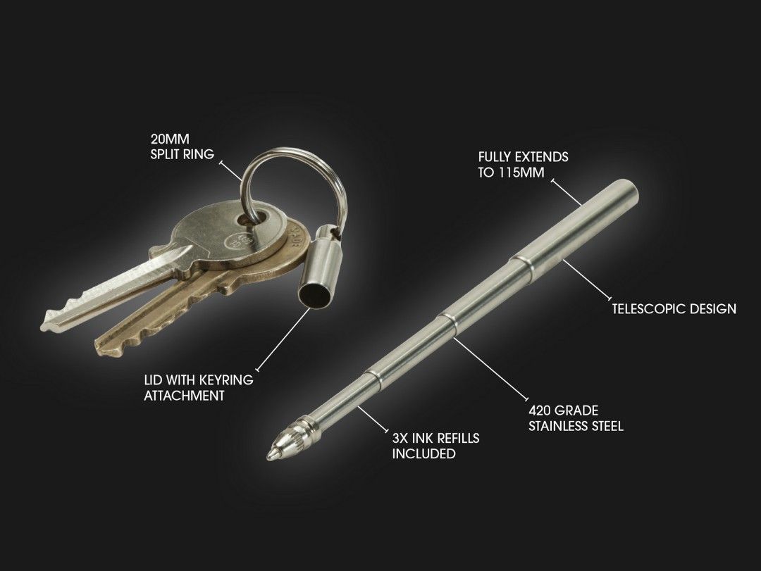 True Utility Telescope Keyring Pen
