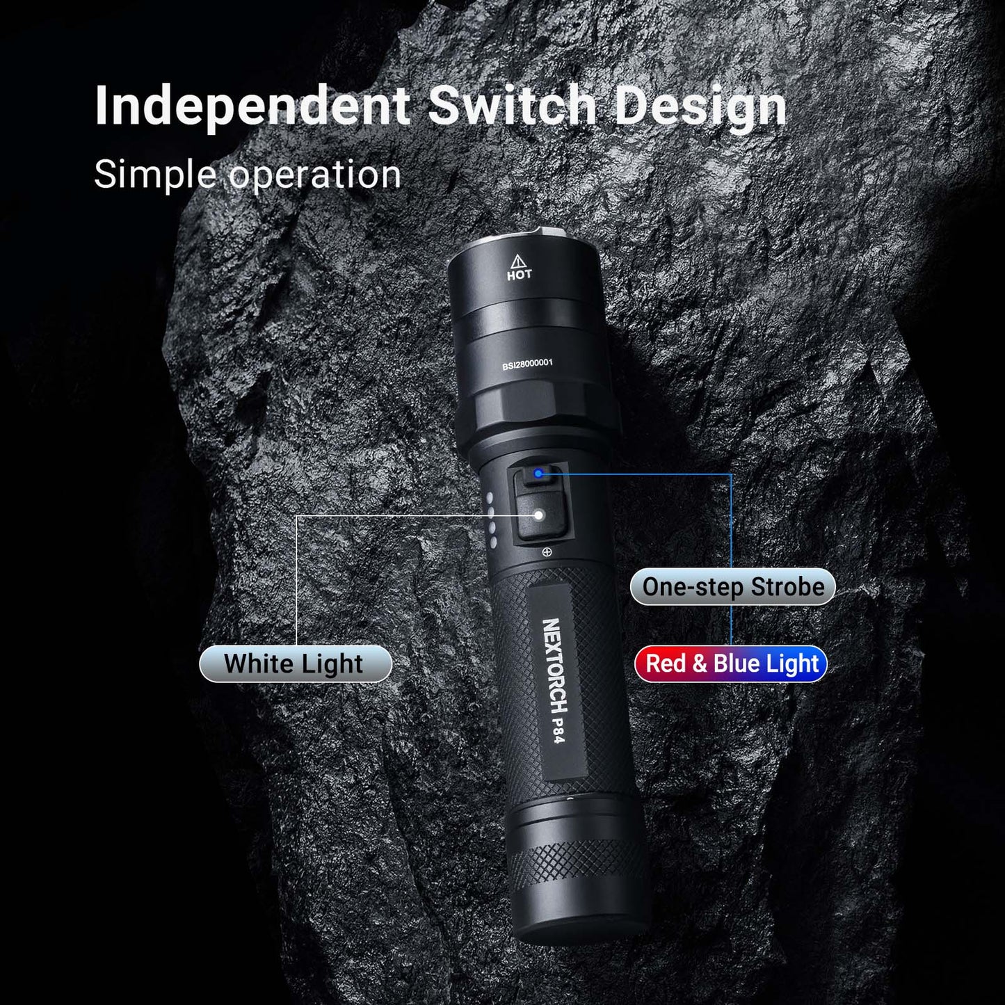 Nextorch P84 [3000 Lumens] LED Flashlight With Red & Blue Auxiliary Lights