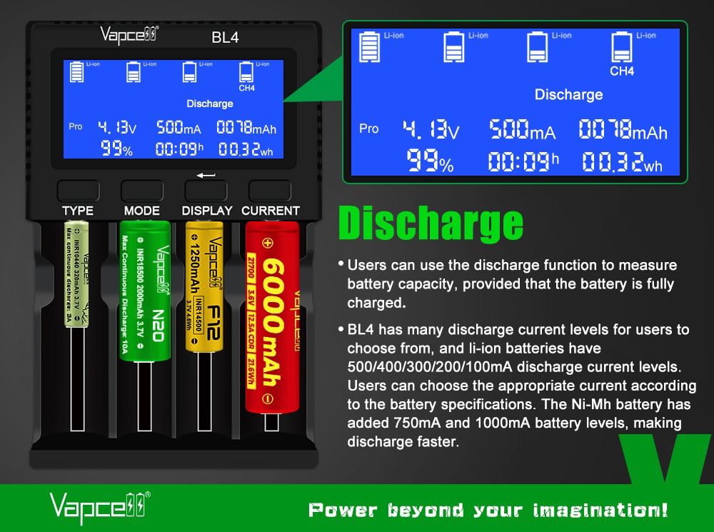Vapcell BL4 Intelligent Battery Charger