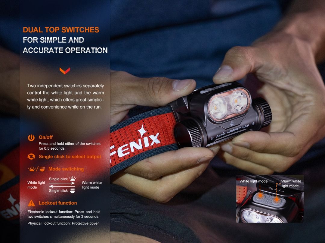 Fenix HM65R-T V2 Magnesium Headlamp With Emergency Whistle