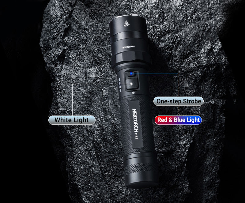 Nextorch P84 [3000 Lumens] LED Flashlight With Red & Blue Auxiliary Lights
