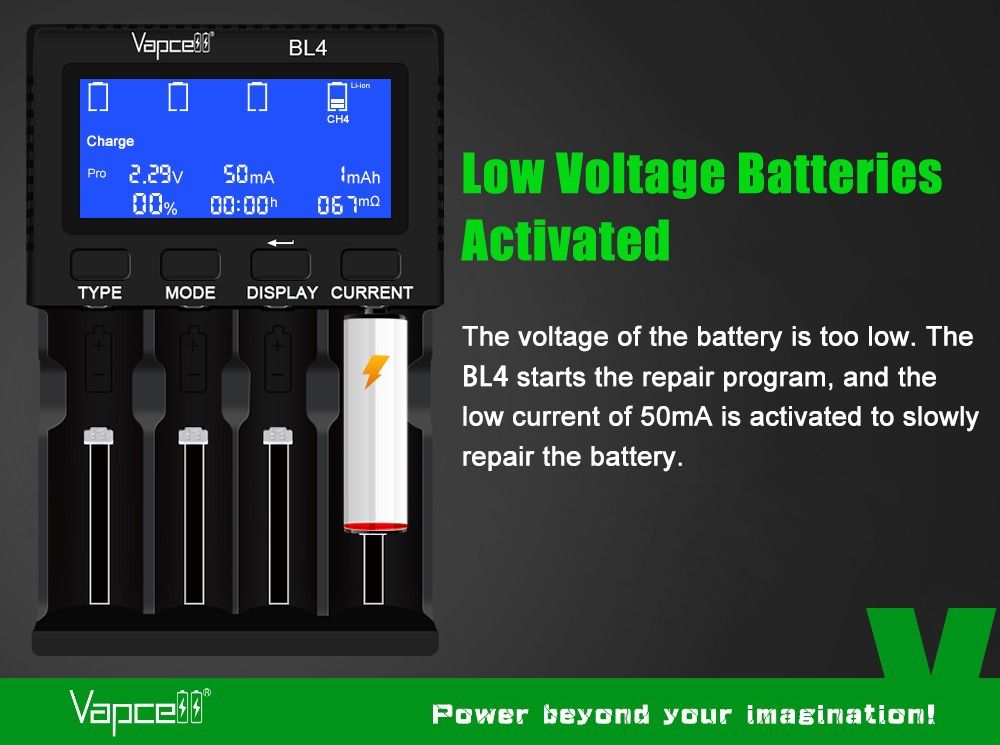 Vapcell BL4 Intelligent Battery Charger