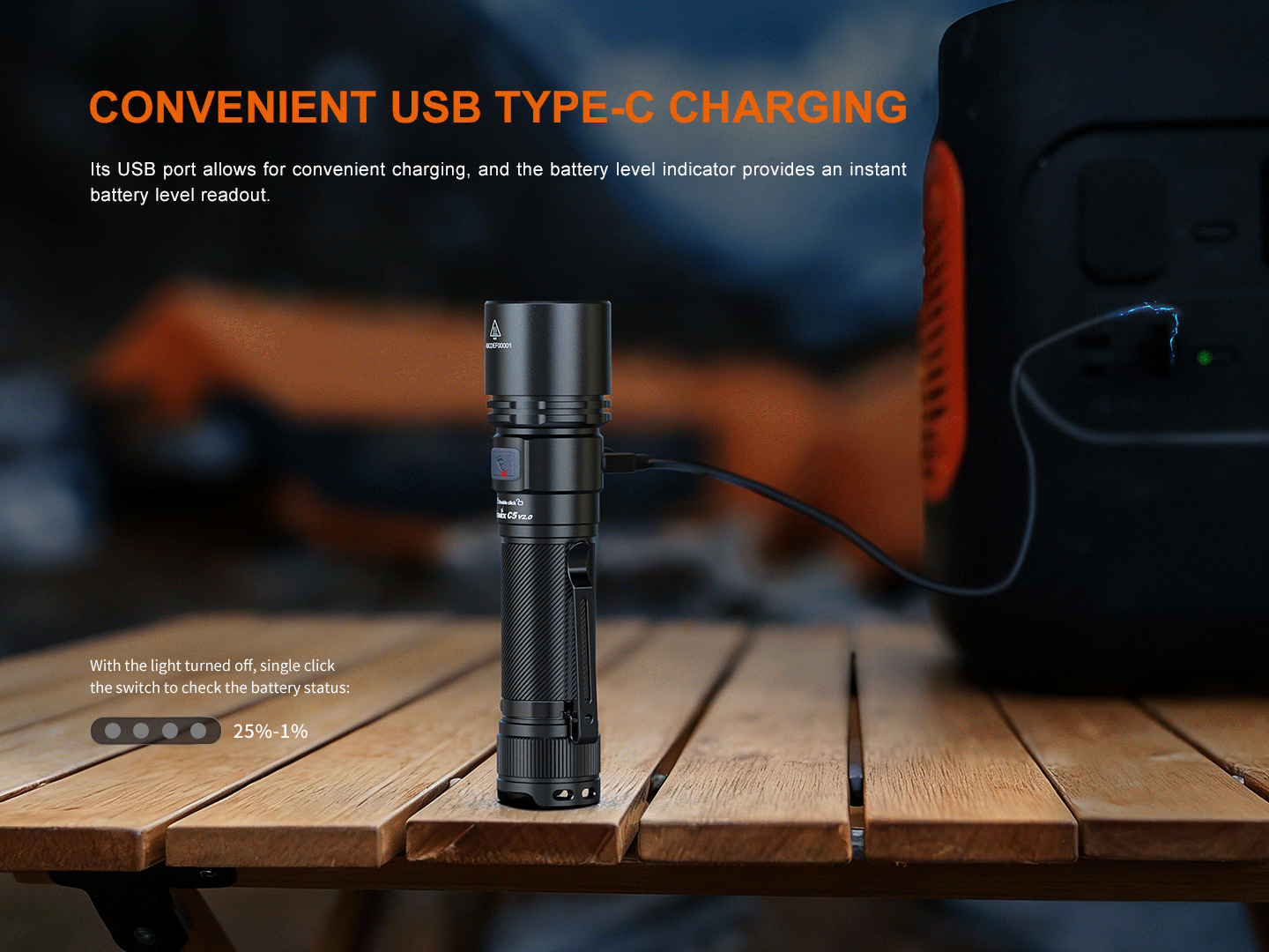 Fenix C5 V2 Heavy Duty Compact Rechargeable Flashlight