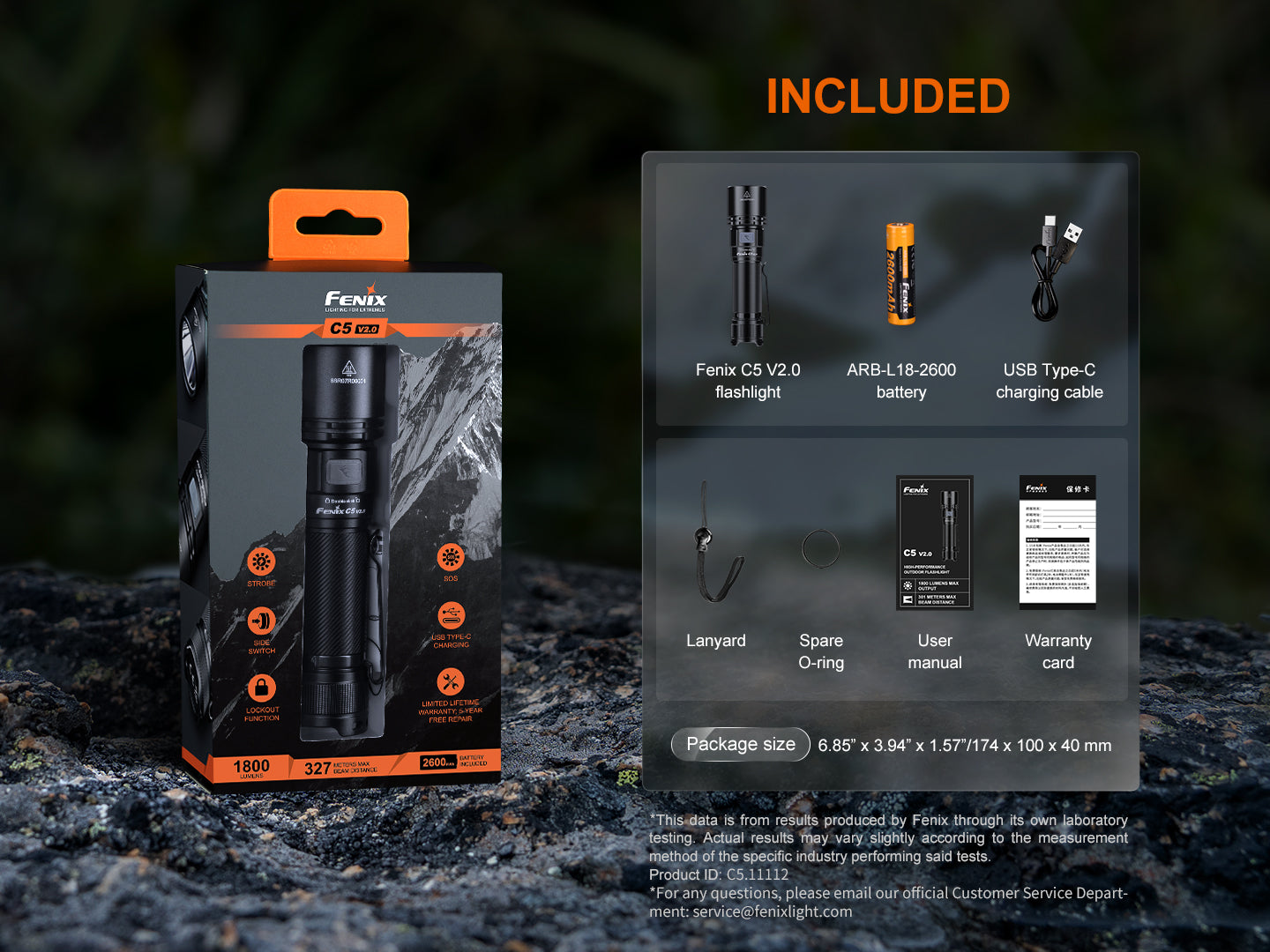 Fenix C5 V2 Heavy Duty Compact Rechargeable Flashlight