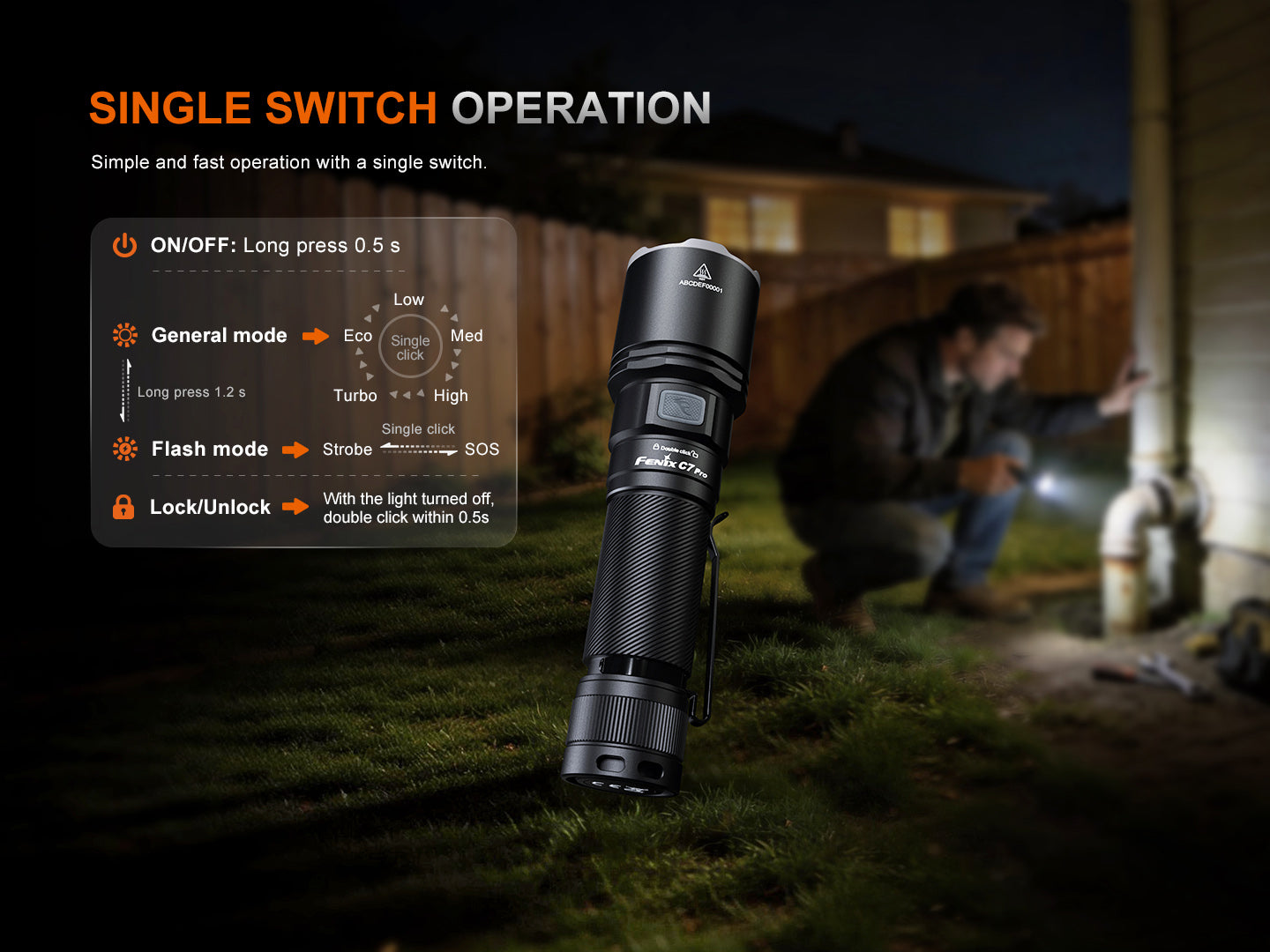 Fenix C7 Pro High Power Fast Charge Flashlight - 4,600 Lumens