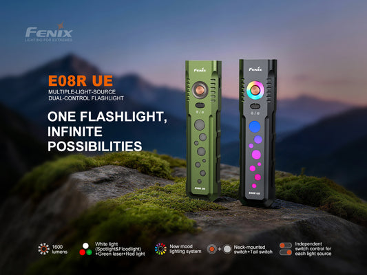Fenix E08R UE Slim Multi-Light Sources EDC Flashlight