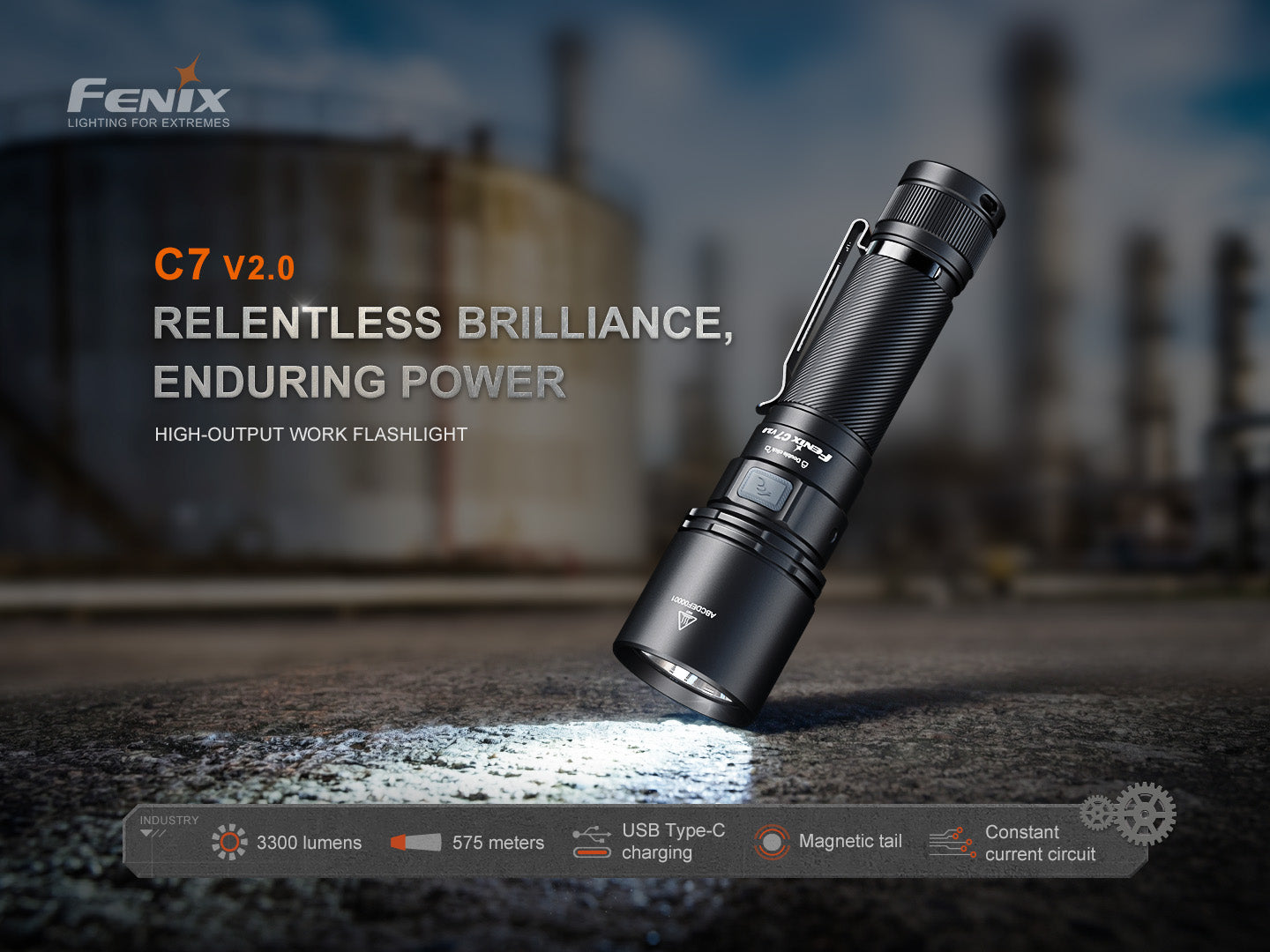 Fenix C7 V2 Compact High Power Long Throw Flashlight
