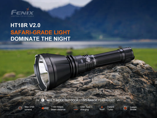 Fenix HT18R V2 Long Range Flashlight [3,700 Lumens I 1,100 Meters Throw]