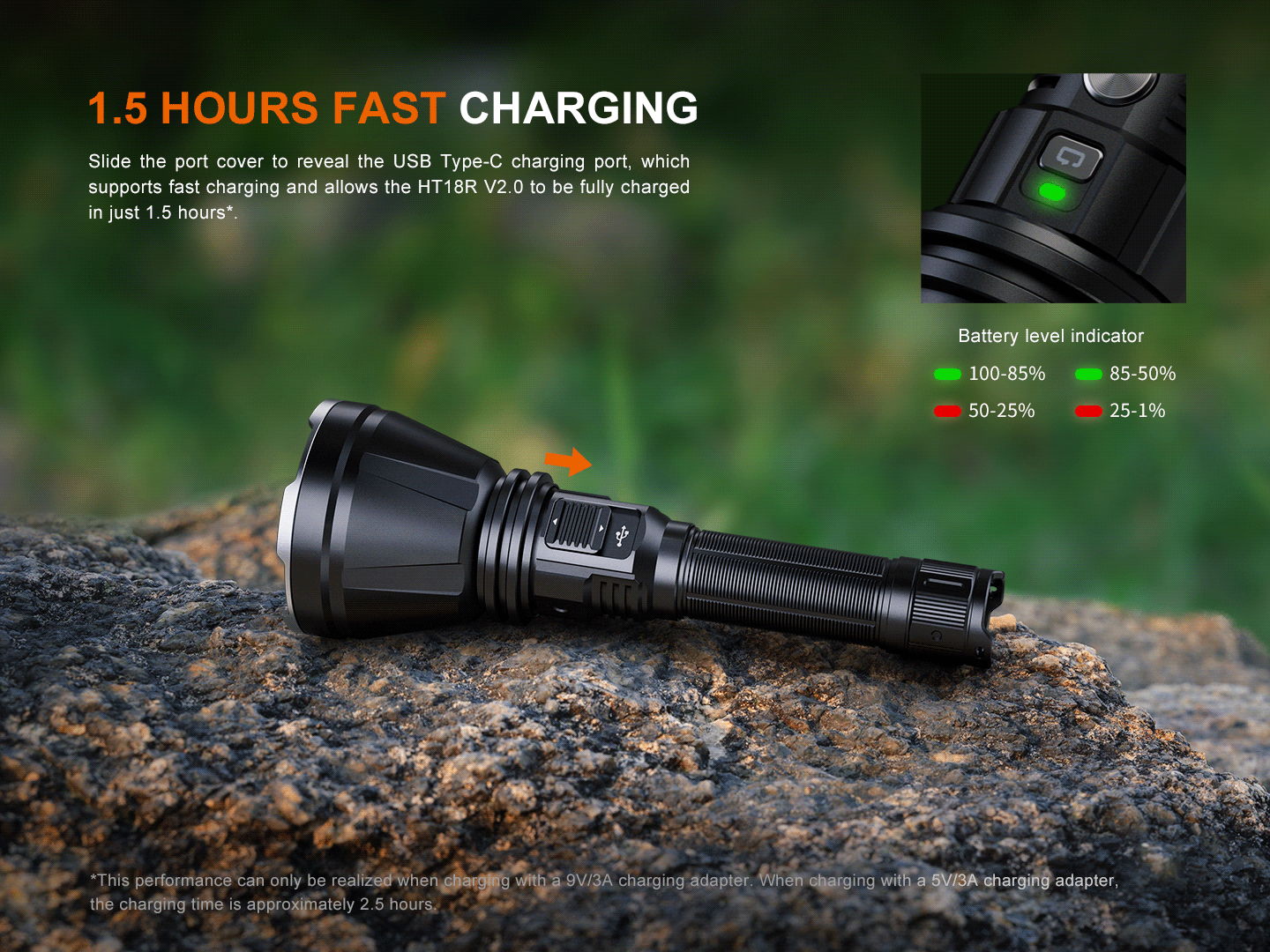Fenix HT18R V2 Long Range Flashlight [3,700 Lumens I 1,100 Meters Throw]